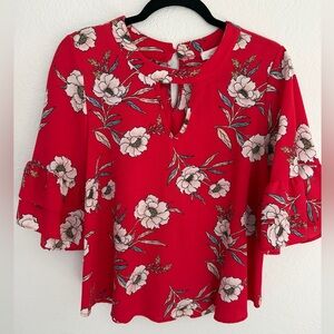 Urban romantics red floral blouse
